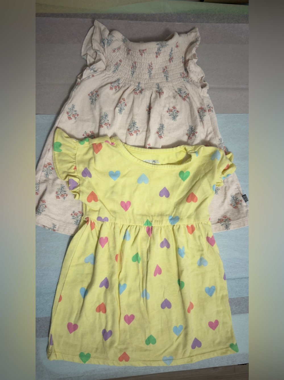 Garanimals Yellow Heart-Print Dress with Cream Floral Dress Set